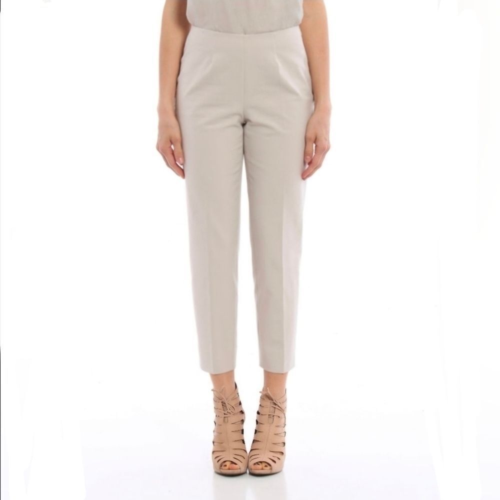 Piazza Sempione Honia High Rise Ankle Crop Taper Leg Trouser Capri Pants Tan 12
